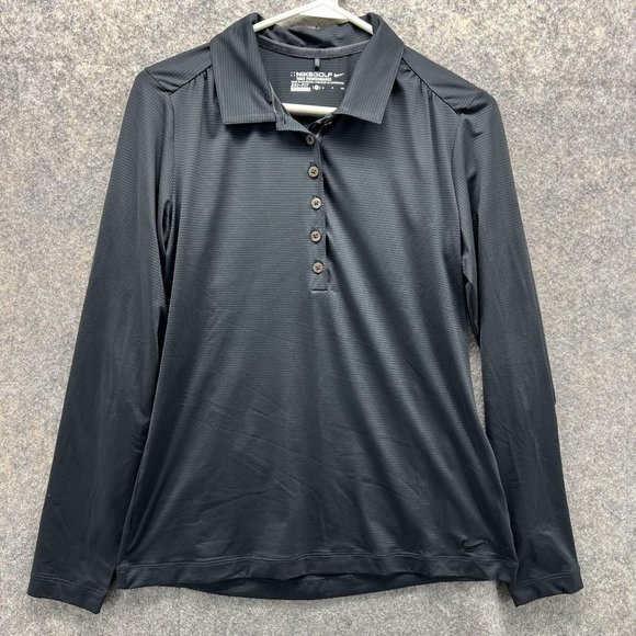 Nike Polo Shirt Women Small Ladies Black Outdoors Dri Fit Golf Athletic Fit - Picture 1 of 13
